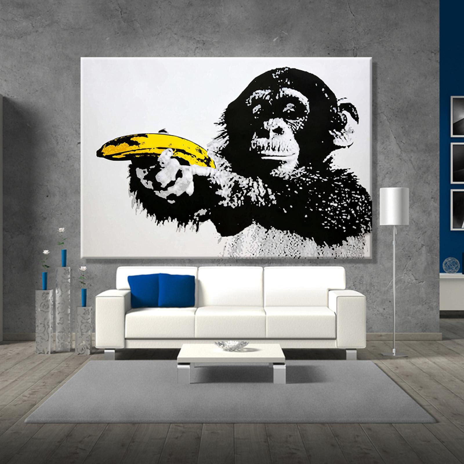 Amazon｜現代の抽象的なチンパンジーバナナ面白いポスターとプリント